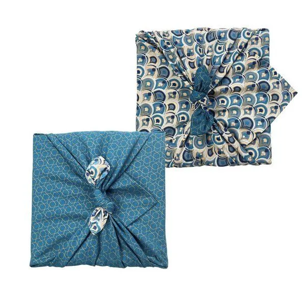FabRap Gift Wrap FabRap Gift Wrap Wiederverwendbare Geschenkverpackung Furoshiki (doppelseitig), Art deco & ocean, – Produktbild 2 von 4