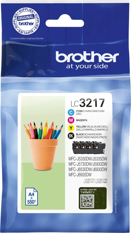 Brother Brother Tintenpatronen LC-3217BK/C/M/Y schwarz, cyan, magenta, gelb 4er-Set – Produktbild 2 von 3