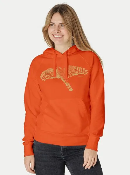 Peaces.bio - handbedruckte Biomode Peaces.bio - handbedruckte Biomode Bio-Hoodie Sperber Damen, Orange, – Produktbild 2 von 3