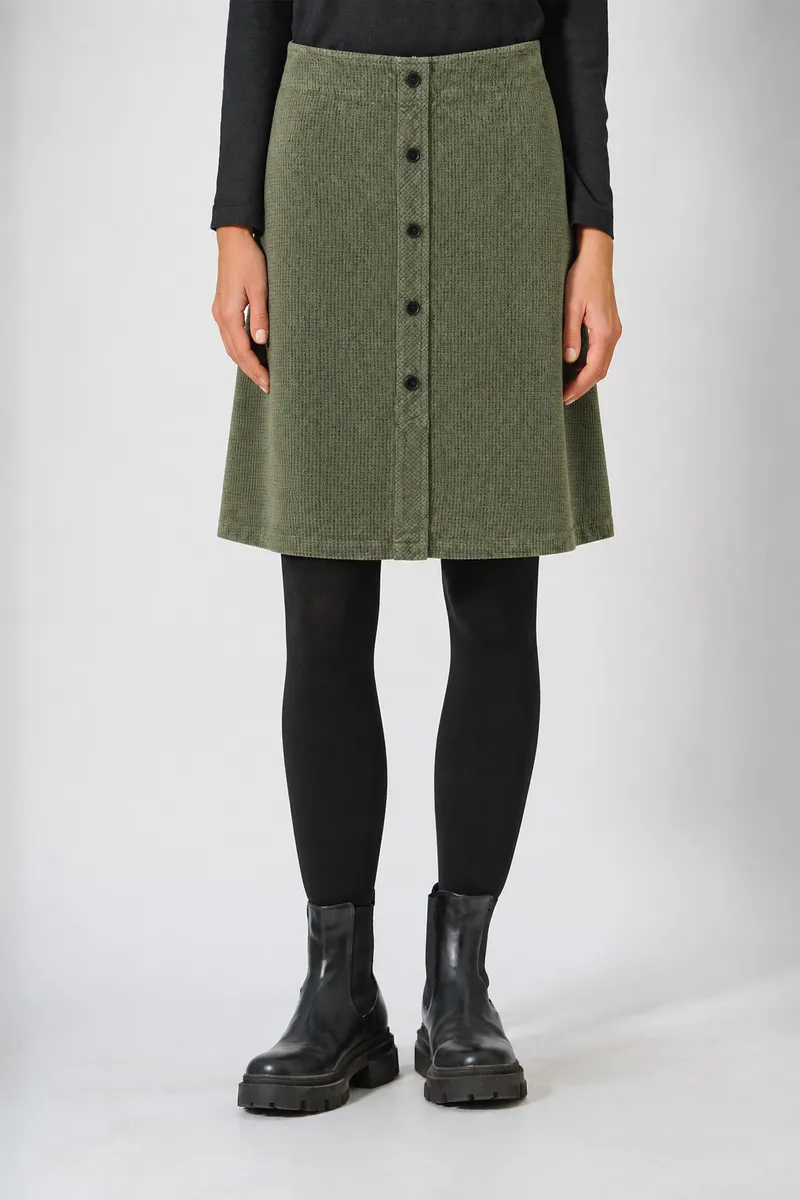 HempAge Hempage Damen vegan Rock Mit Knopfleiste Moosgrün, Grün, – Produktbild 2 von 2