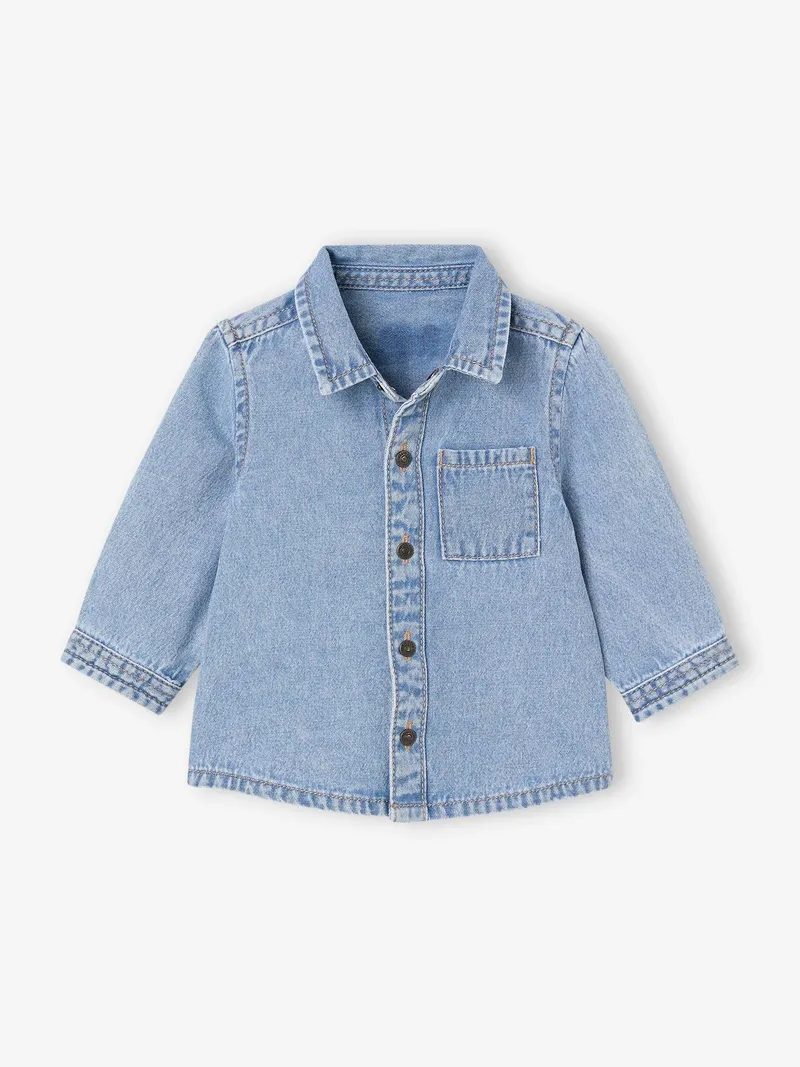 Vertbaudet Baby Jeanshemd mit Druckknöpfen, Double stone, – Produktbild 2 von 3