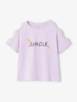 Vertbaudet T-Shirt Mädchen JUNGLE mit Cut-Outs lila – Produktbild 1 von 1