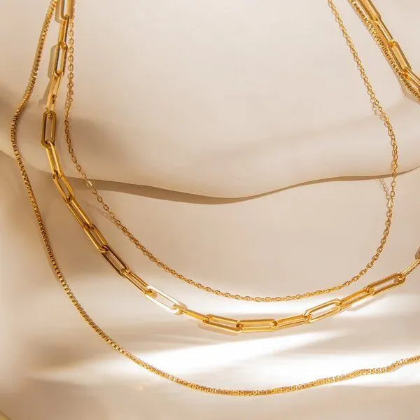 ELEKTROPULLI ELEKTROPULLI 3 Layer Kette 36/42/47 cm, Gold, – Produktbild 4 von 4