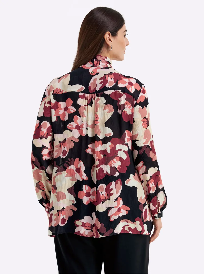 sheego Schluppenbluse, Schwarz-koralle-bedruckt, – Produktbild 2 von 2