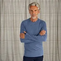 Dagsmejan Dagsmejan Herren Langarmshirt aus Merino Wolle, Blue melange, – Produktbild 1 von 1
