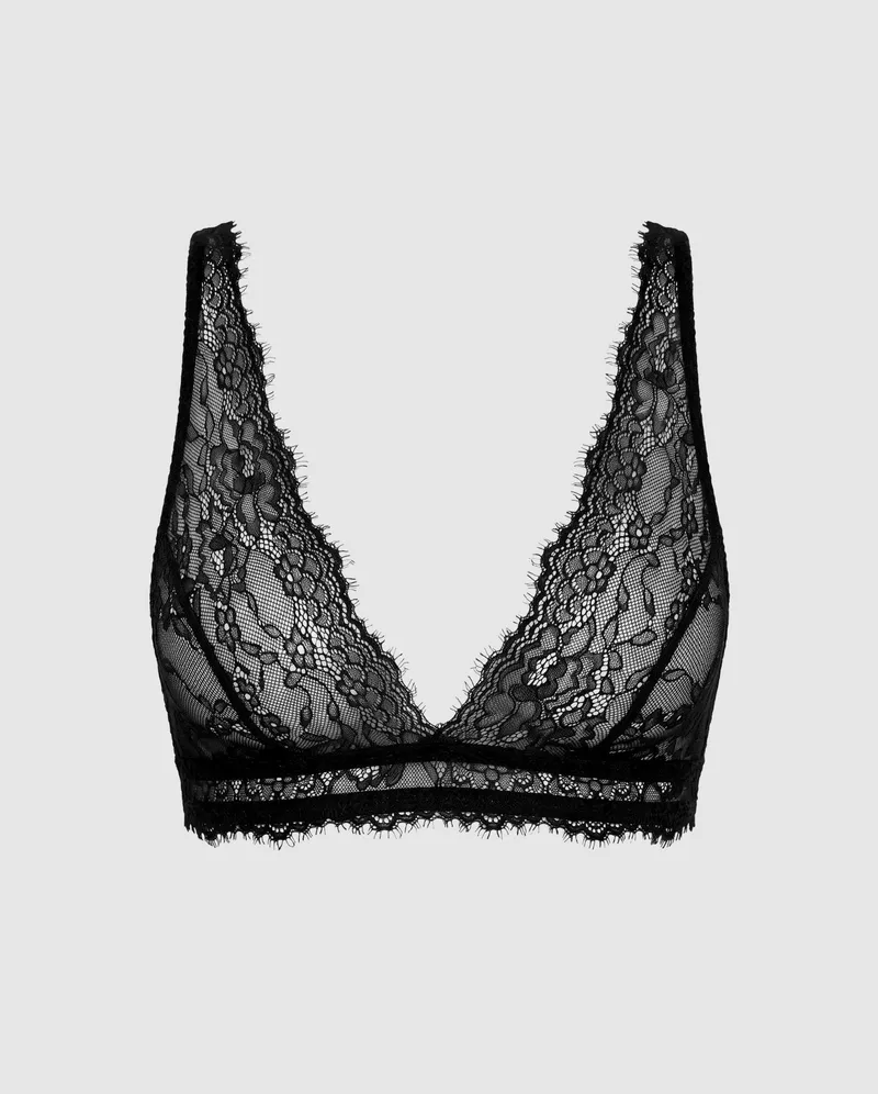 Understatement Understatement Damen vegan Bralette Lace Plunge, Schwarz, – Produktbild 1 von 2