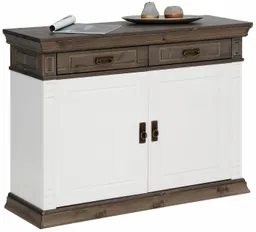 OTTO home Kommode Vinales, mit 2 Schubläden, 2 Türen und Messinggriffe im Jugendstil, Messinggriffe im Jugendstil, mit Zierleisten und elegantem Sockel – Produktbild 1 von 1