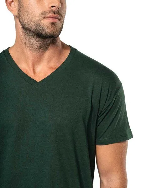 YTWOO YTWOO Basic Herren T-Shirt mit V-Ausschnitt aus Bio-Baumwolle, Forest green, – Produktbild 4 von 4