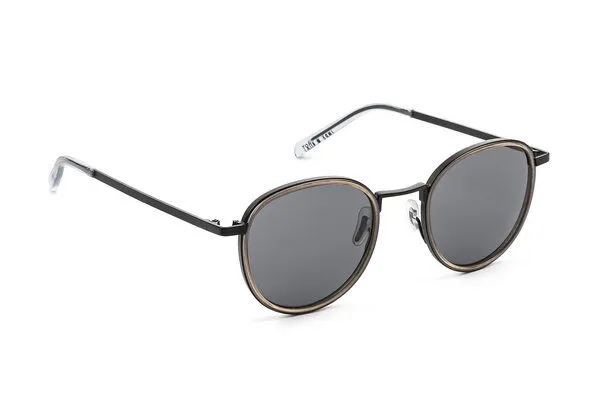 TAKE A SHOT TAKE A SHOT Runde Sonnenbrille aus Edelstahl mit ECO Acetate - Ada Kollektion, Braun (umbra / schwarz / grau), – Produktbild 2 von 4