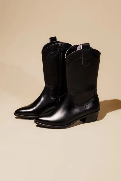 AGAZI AGAZI CARMEN – black plant-based leather cowboy boots – Produktbild 2 von 3
