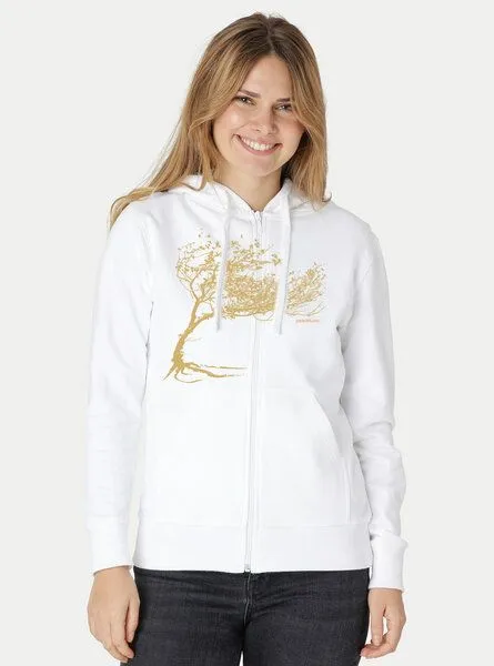 Peaces.bio - handbedruckte Biomode Peaces.bio - handbedruckte Biomode Bio Damen-Zip-Hoodie Windy Tree, Weiß, – Produktbild 3 von 3