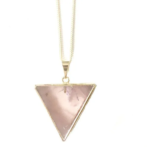 Crystal and Sage Crystal and Sage Bergkristall Dreieck Halskette, aufrecht, vergoldet oder versilbert, Gold, – Produktbild 7 von 8