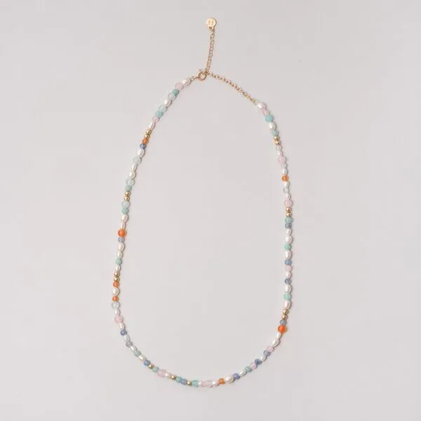 fejn jewelry fejn jewelry Kette 'summer pearl' mit Süsswasserperlen und Halbedelsteinen, Gold, – Produktbild 1 von 3