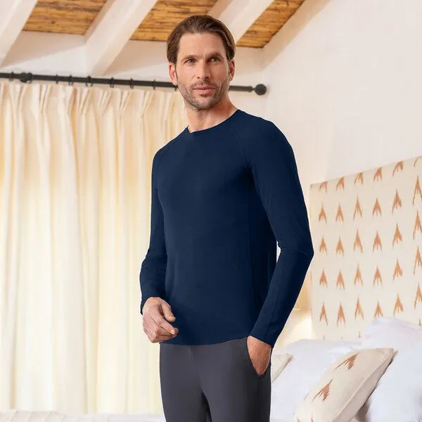 Dagsmejan Dagsmejan Herren Sleep Langarmshirt Balance, Midnight blue, – Produktbild 1 von 4