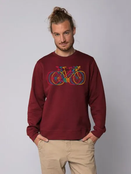 watapparel watapparel Sweatshirt Unisex Fahrräder, Burgundy, – Produktbild 2 von 7