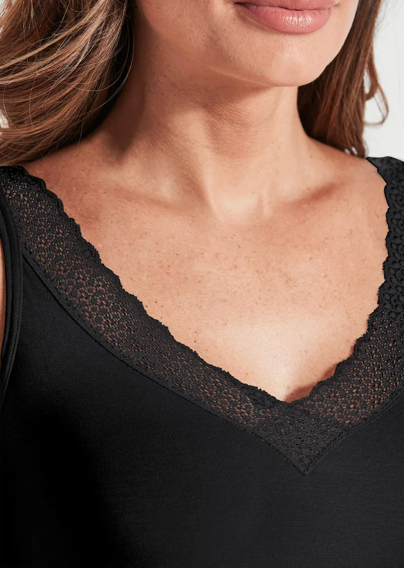 Triumph Achselhemd aus Modal mit Spitze - schwarz - Gr. S von Goldner Fashion, Schwarz, – Produktbild 3 von 3