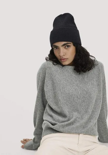 hessnatur hessnatur Strick Mütze aus Bio-Merinowolle mit Cashmere, Schwarz, – Produktbild 1 von 3