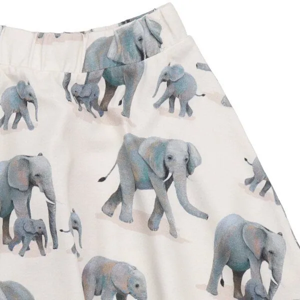 Walkiddy Walkiddy Kinderrock GOTS zertifiziert, Bio-Baumwolle, creme, Elefanten-Muster, weich, elastischer Bund, Blau, – Produktbild 2 von 3