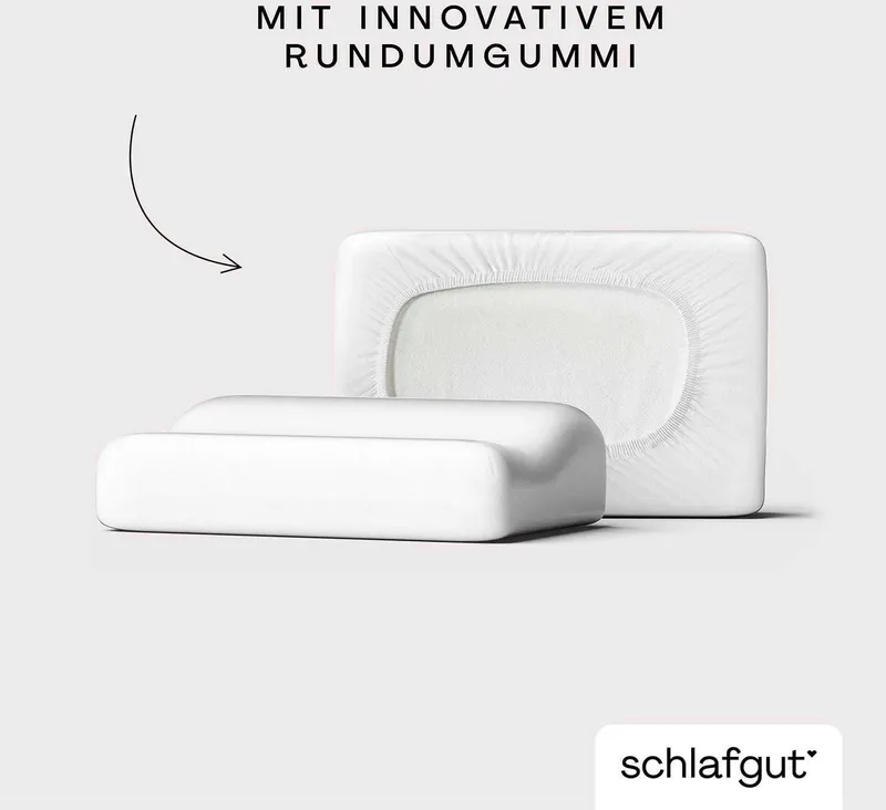 Schlafgut Schlafgut Kissenbezug Pure flexibler Kissenbezug für Nackenstützkissen, (1 Stück), Bio-Baumwolle mit Elasthan, mit Gummizug, bügelfrei, Weiß, – Produktbild 1 von 5