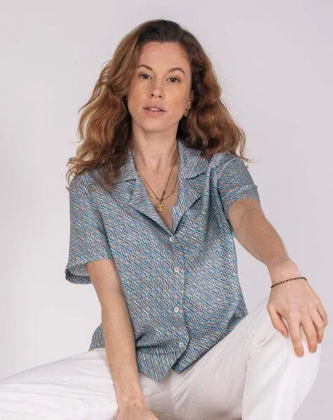 Aatise Aatise Oversize-Bluse mit kubanischem Zavi 100% EcoVero, Blau, – Produktbild 1 von 4