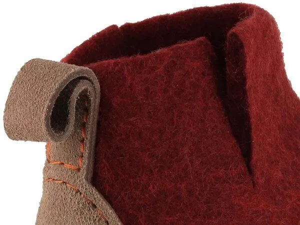 WoolFit WoolFit Yeti Filzboots hohe Hausschuhe mit Ledersohle, handgefilzt aus 100% Wolle, Dunkelrot, – Produktbild 4 von 4