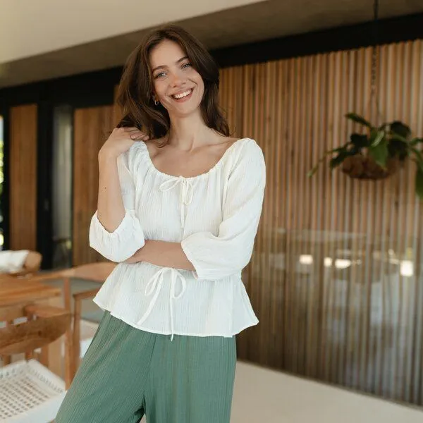 NORDLICHT NORDLICHT Bluse Soni aus Bio-Baumwolle, Weiss, – Produktbild 3 von 4