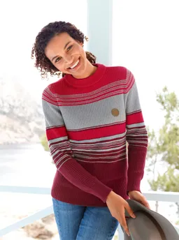 Witt Stehkragenpullover dunkelrot-steingrau – Produktbild 1 von 1