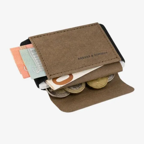 ANDERS & KOMISCH ANDERS & KOMISCH Mini Pro Slim Wallet mit Münzfach - Kleines smarte Portemonnaie Braun, Schwarz, – Produktbild 3 von 4