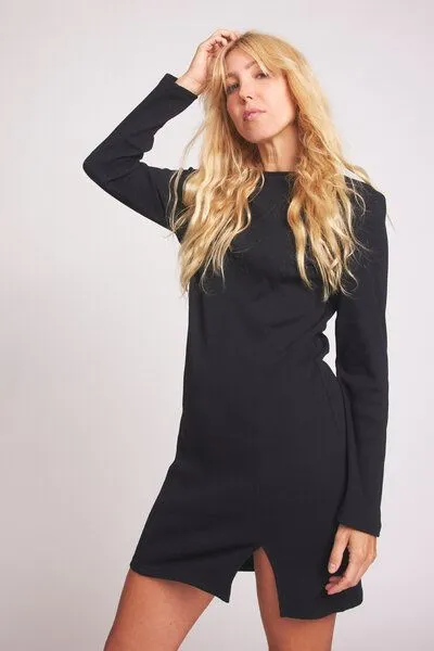 Baìge the Label Baìge the Label Brandi - kurzes Kleid mit Schlitz, Schwarz, – Produktbild 4 von 4