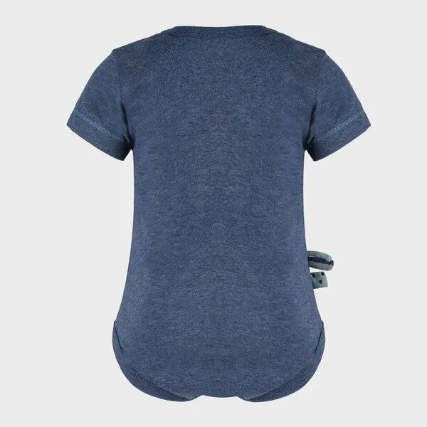 OrganicEra Baby S/S Kurzarm Bodysuit 'OrganicEra' aus Bio-Baumwolle, Indigo melange (blau), – Produktbild 3 von 4