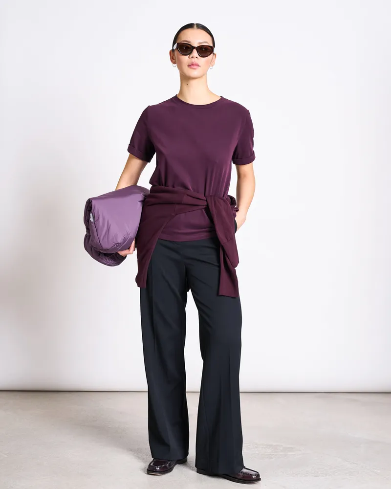 JAN N JUNE JAN 'N JUNE Damen vegan T-Shirt Gebürsteter Junge Cherry Lacquer, Violett, – Produktbild 1 von 2