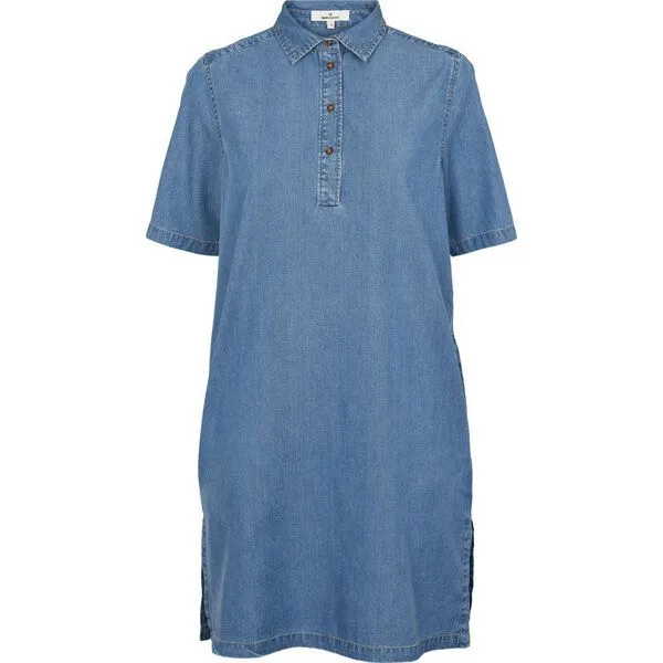 Basic Apparel Basic Apparel Bine Polo Kleid aus Tencel und Bio-Baumwolle, Blau (light-blue-denim), – Produktbild 3 von 3