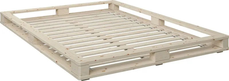 OTTO home Futonbett "PALO " Massivholzbett, rundum Ablagefläche (H/B/T ca. 16/158/218), Bodenbett, zertifiziertes Massivholz (Kiefer), Weiß, – Produktbild 2 von 5