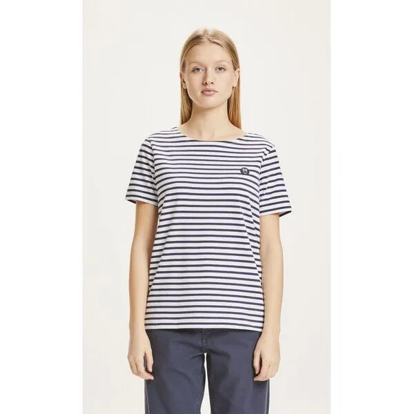 KnowledgeCotton Apparel KnowledgeCotton Apparel T-Shirt VIOLET mit Streifen, Blau-weiß (total eclipse), – Produktbild 1 von 2