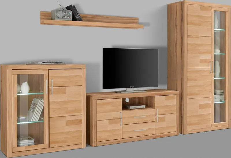 OTTO home Wohnwand Logo, (Set, 4-St), teilmassives Holz, Braun, – Produktbild 5 von 8