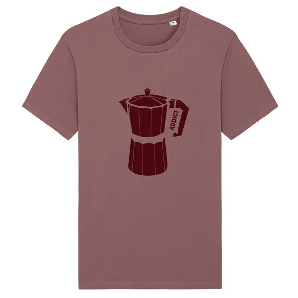Spangeltangel Spangeltangel T-Shirt bedruckt, Kaffee Addict, Siebdruck, Herren, Bio-Baumwolle, Rotbraun, – Produktbild 1 von 4