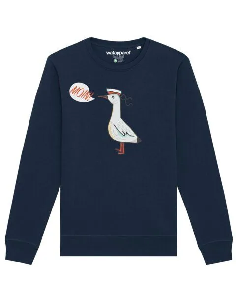 watapparel watapparel Sweatshirt Unisex Moin Seagull, French navy, – Produktbild 1 von 4