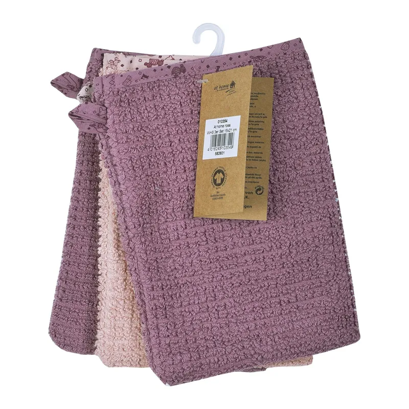 Wörner Wörner 3er-Pack Waschlappen 15x21 cm rosa, Rosa, – Produktbild 1 von 2
