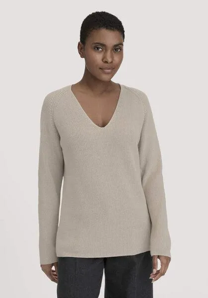hessnatur hessnatur Strick Pullover Regular aus reiner Bio-Baumwolle, Taupe, – Produktbild 1 von 4