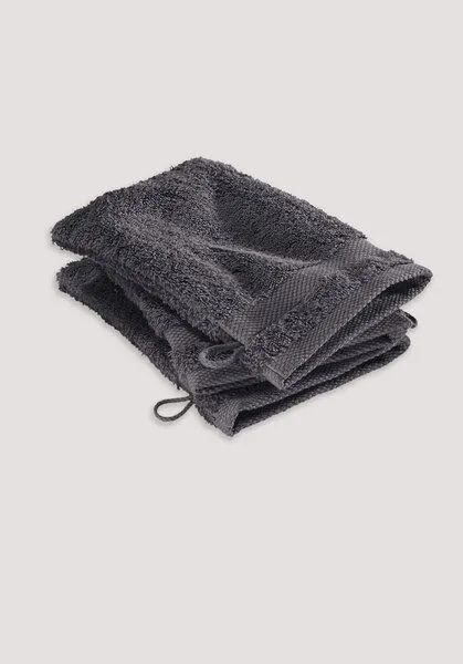 hessnatur hessnatur Waschhandschuh im 3er-Pack aus reiner Bio-Baumwolle, Anthrazit, – Produktbild 1 von 3