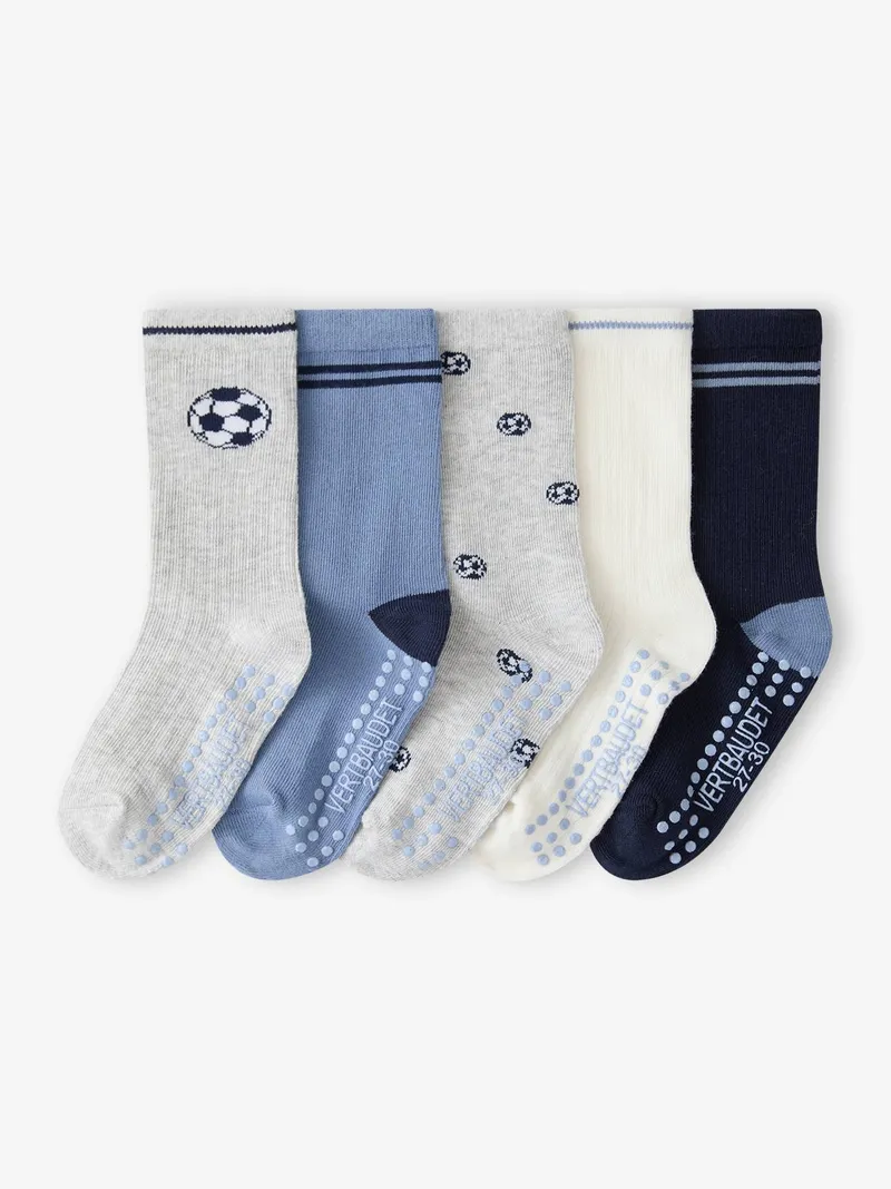 Vertbaudet 5er-Set Socken Fußball-Motive Jungen, Grau meliert, – Produktbild 1 von 2