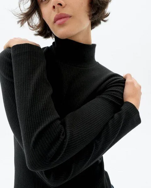 thinking mu thinking mu Damen Longsleeve - Hemp Aine Top, Black (schwarz), – Produktbild 2 von 3