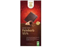 gepa GEPA Bio-Zartbitter-Schokolade "Grand Noir" Feinherb 55 %, 100 g – Produktbild 1 von 1