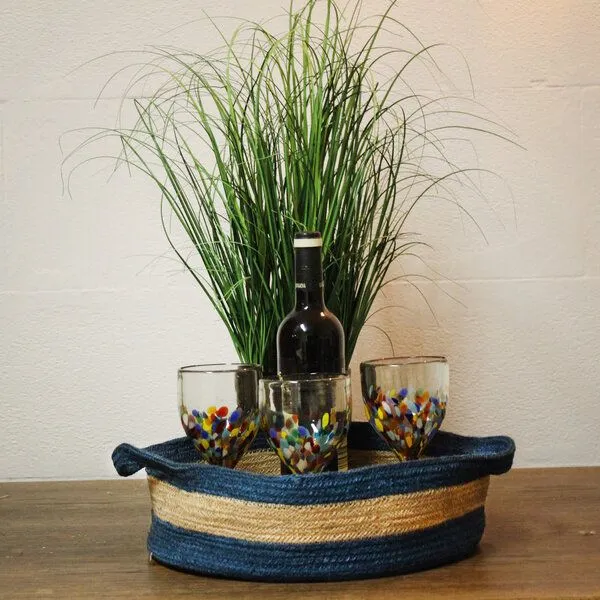 Mitienda Shop Mitienda Shop Brotkorb aus Jute Indigo rund, Blau, – Produktbild 3 von 3