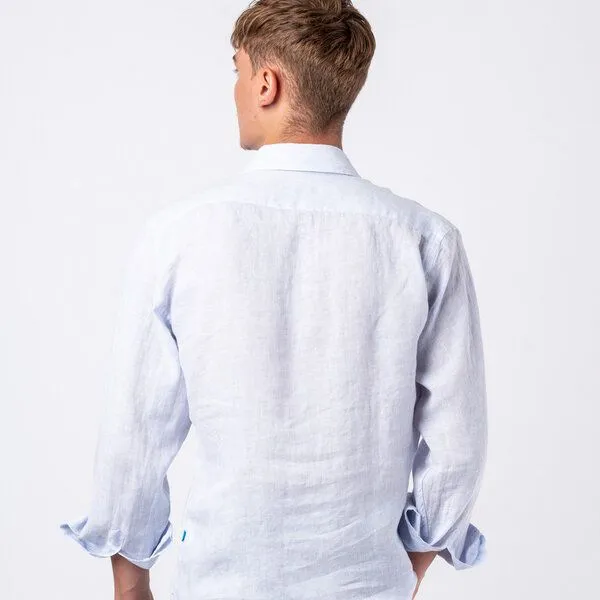 Panareha Panareha SAMUI Gestreiftes Leinen Popover Hemd, Blau, – Produktbild 2 von 4