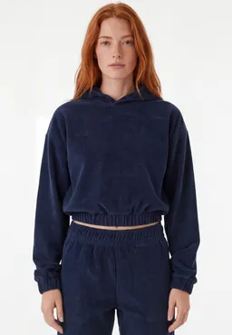 ORGANICATION ORGANICATION Damen vegan Kurzer Hoodie Aus Cord Harriet In Marineblau – Produktbild 1 von 1