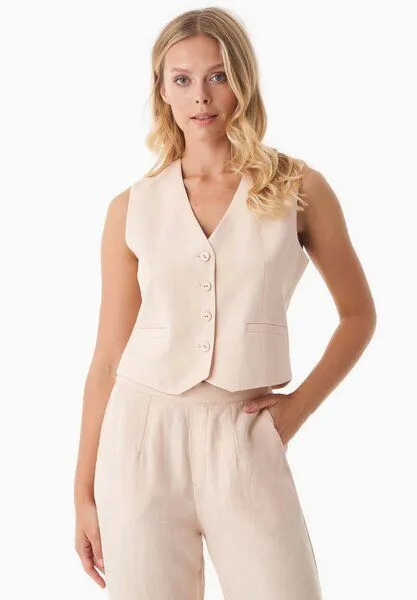 ORGANICATION ORGANICATION Weste aus TENCEL Lyocell und Leinen, Beige(soft beige), – Produktbild 1 von 4