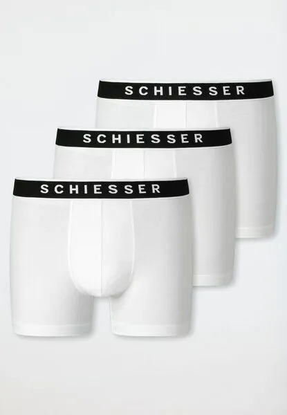 Schiesser Schiesser 3er Pack Shorts Biobaumwolle 95/5, Weiss, – Produktbild 4 von 4