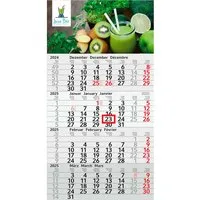 Viermonatskalender "green & blue" inkl. 4-farbigem Aufdruck, hellgrau/rot – Produktbild 1 von 1