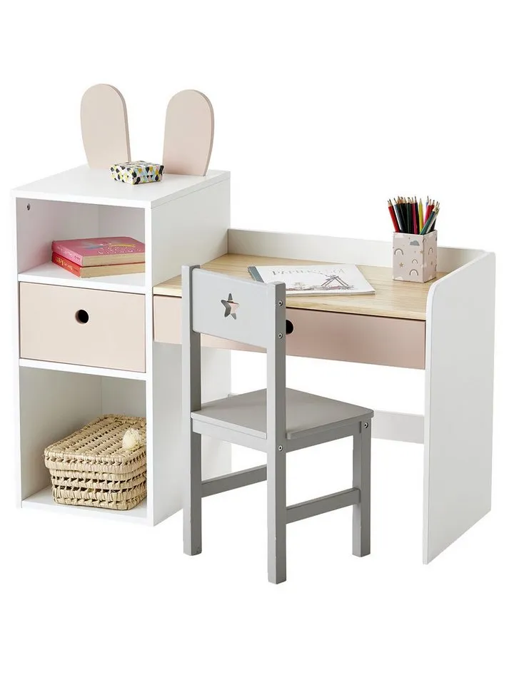 Vertbaudet Vertbaudet Kinderschreibtisch mit Hasenohren BUNNY, Weiß, – Produktbild 5 von 6